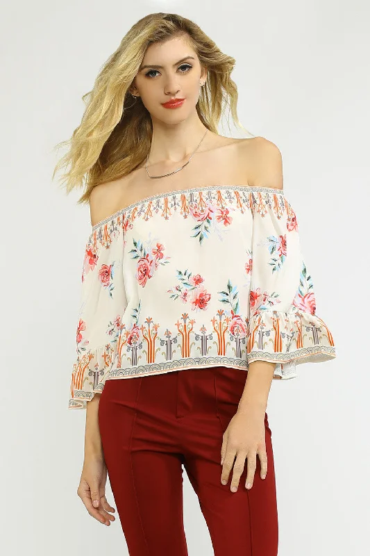 Off Shoulder Top W/ Belled Sleeve