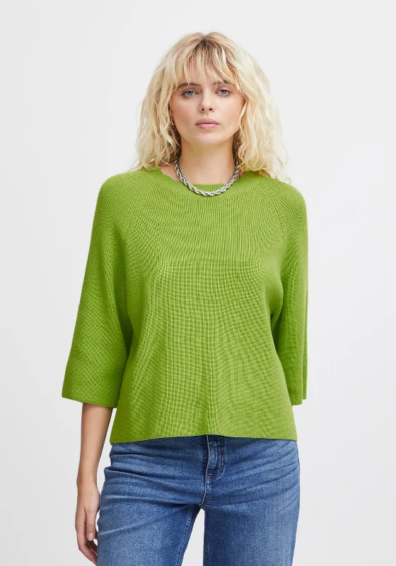 Ichi Boston Knitted Rib Sweater, Parrot Green