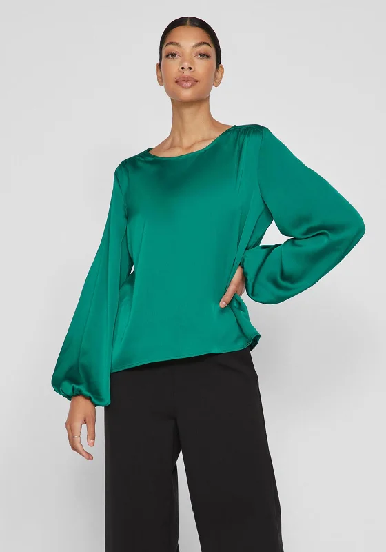 Vila Dorita Round Neck Blouse, Ultramarine Green