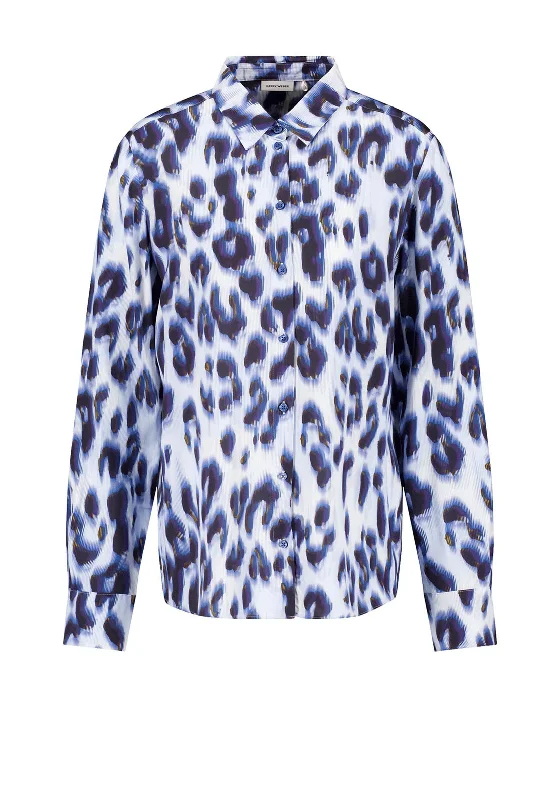 Gerry Weber Leopard Print Long Sleeve Shirt, Blue