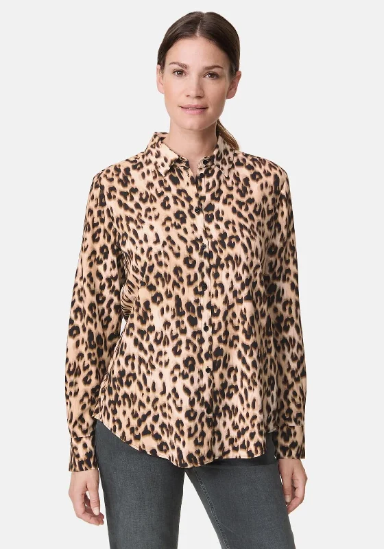 Gerry Weber Leopard Print Long Sleeve Shirt, Brown