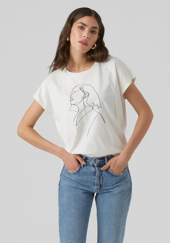 Vero Moda Rua Line Artwork T-shirt, Snow White