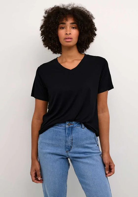 Kaffe Frida V Neck T-Shirt, Black