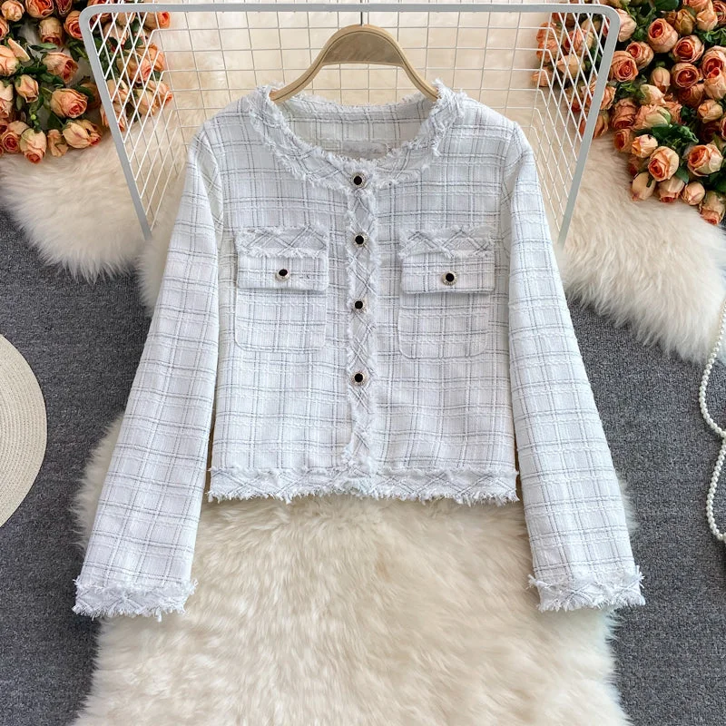 Celebrity xiaoxiangfeng woolen plaid coat female  1644