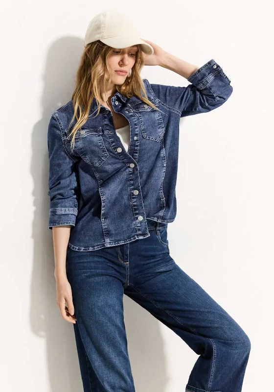 Cecil Denim Over Shirt, Mid Blue Wash