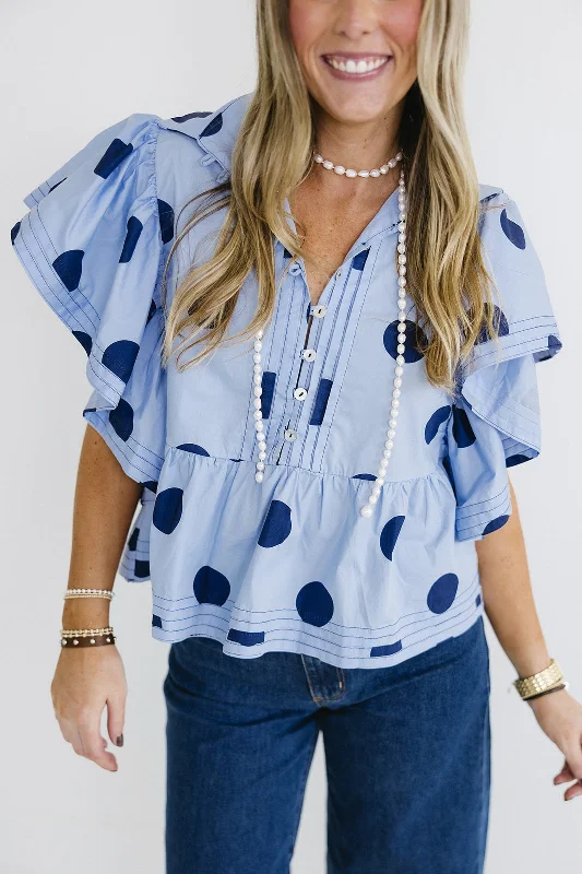 Alyssa Polka Dot Top - Blue/Navy