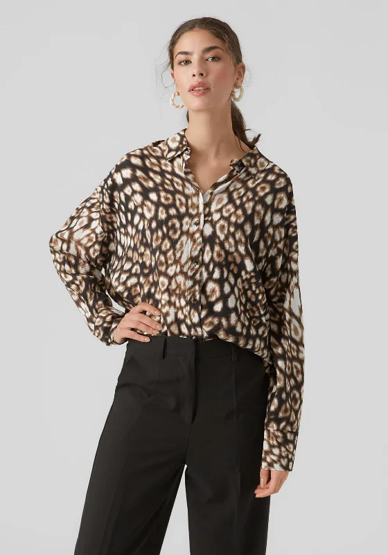 Vero Moda Josie Blurred Leopard Print Blouse, Black