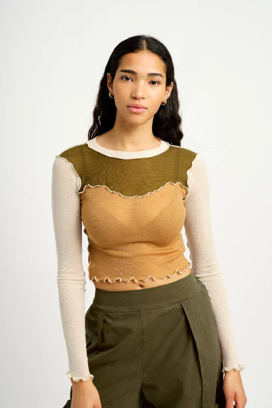 Bella Top Off White Camel