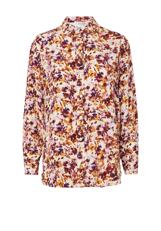 Selected Femme Merle Floral Print Shirt, Snow White