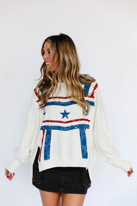 Stars And Stripes Crewneck - Cream