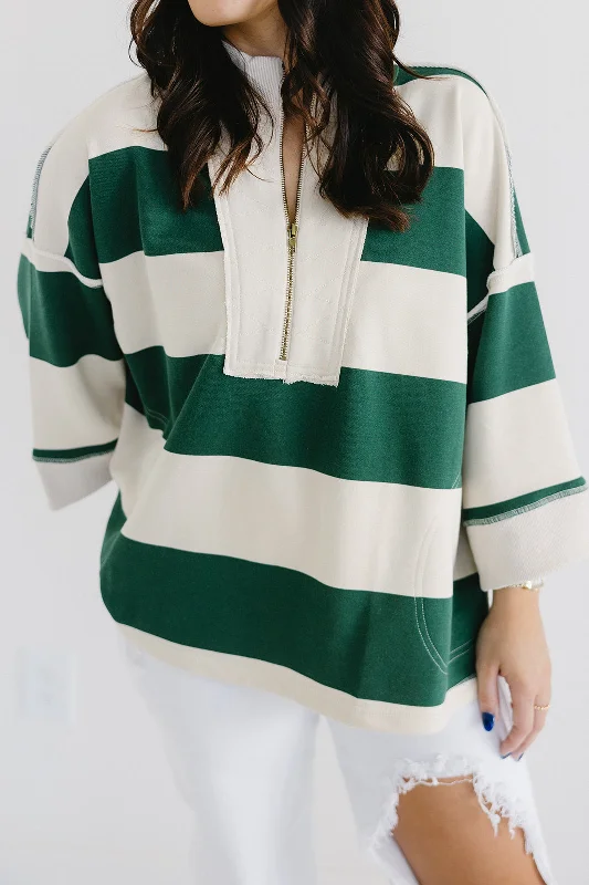 Cooler Weather Pullover Top - Cream/Green