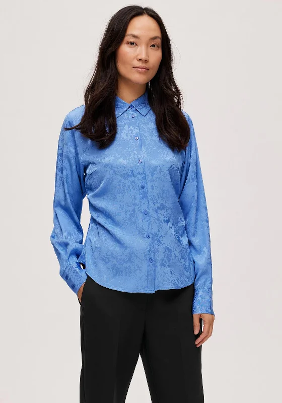 Selected Femme Blue Jacquard Shirt, Ultramarine