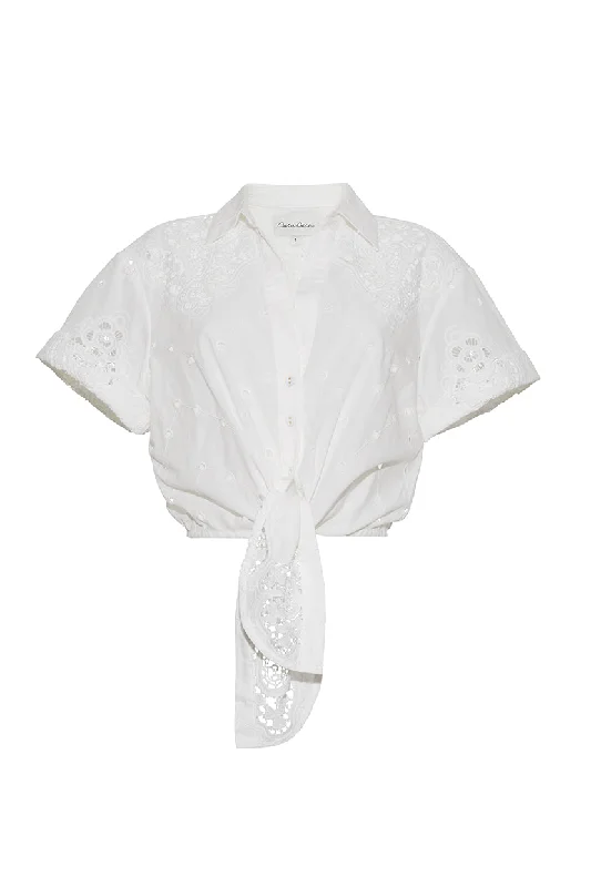 Asbury Top in White Embroidered Eyelet