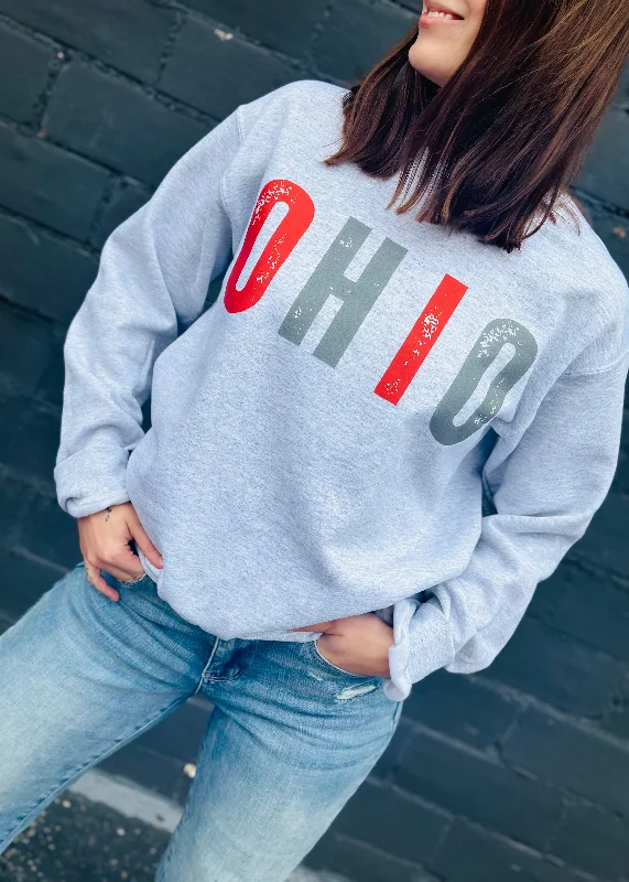 DISTRESSED OHIO GRAPHIC PULLOVER