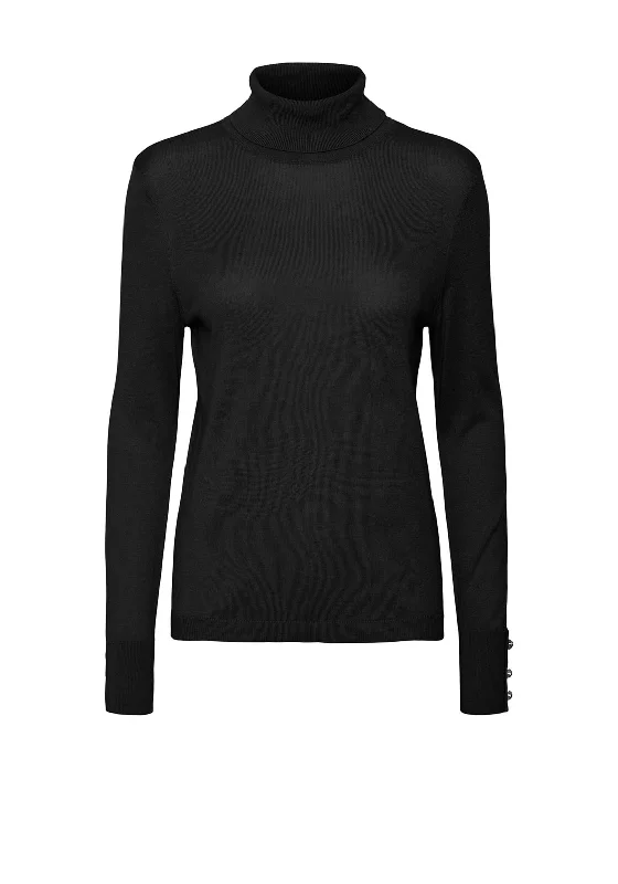 Vero Moda Milda Roll Neck Button Sleeve Sweater, Black