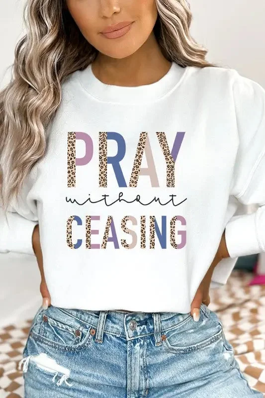 Pray Without Ceasing Leopard Graphic Sweatshirt