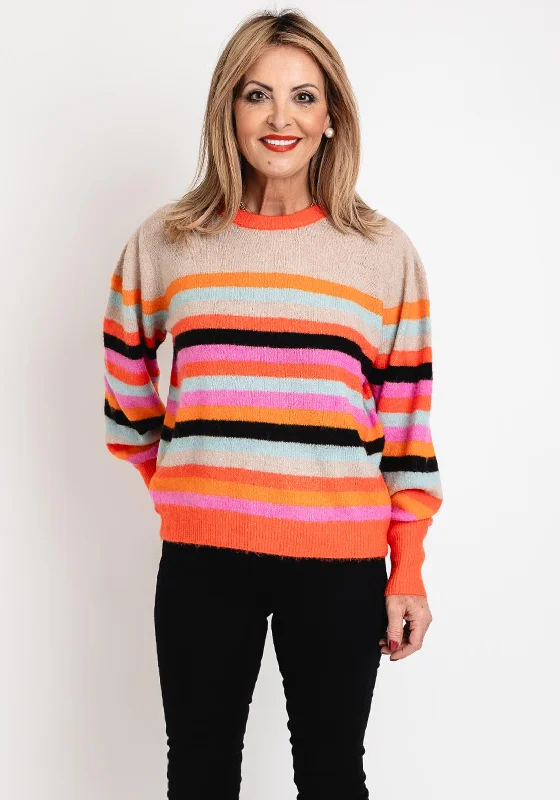 Ichi Dusty Striped Knitted Sweater, Multicolour