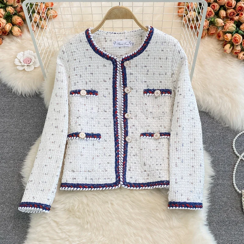 Retro small fragrant tweed coat female  1667