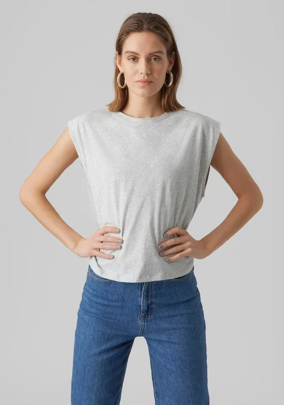 Vero Moda Anna Basic Tee, Light Grey Melange