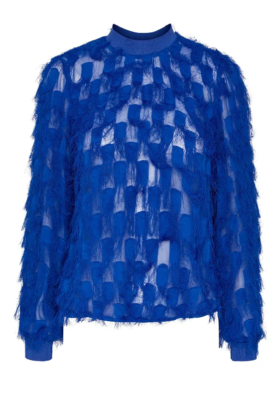 Y.A.S Dio Geometric Fringe Blouse, Blue