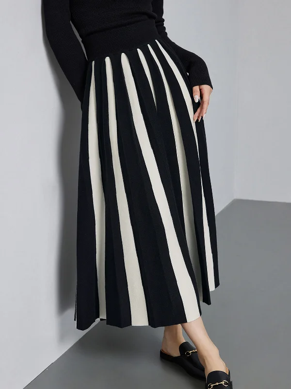 BerryBetty - Oreo Stripe Maxi Knit Skirt