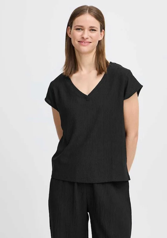 B. Young Rosa V Neck Top, Black