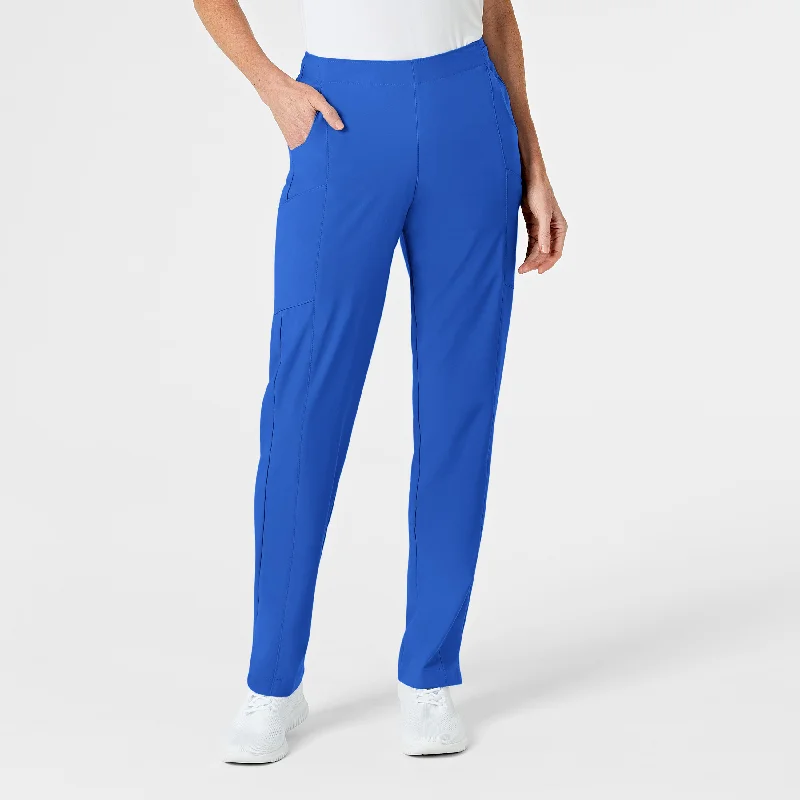 W123 Women's Flat Front Cargo Scrub Pant - Royal