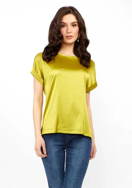 Joseph Ribkoff Casual Crew Neck Satin Top, Wasabi