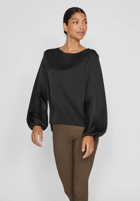 Vila Dorita Round Neck Blouse, Black