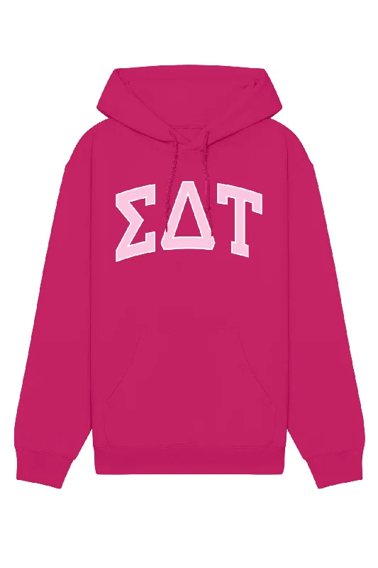 Sigma Delta Tau Pink Rowing Letters Hoodie