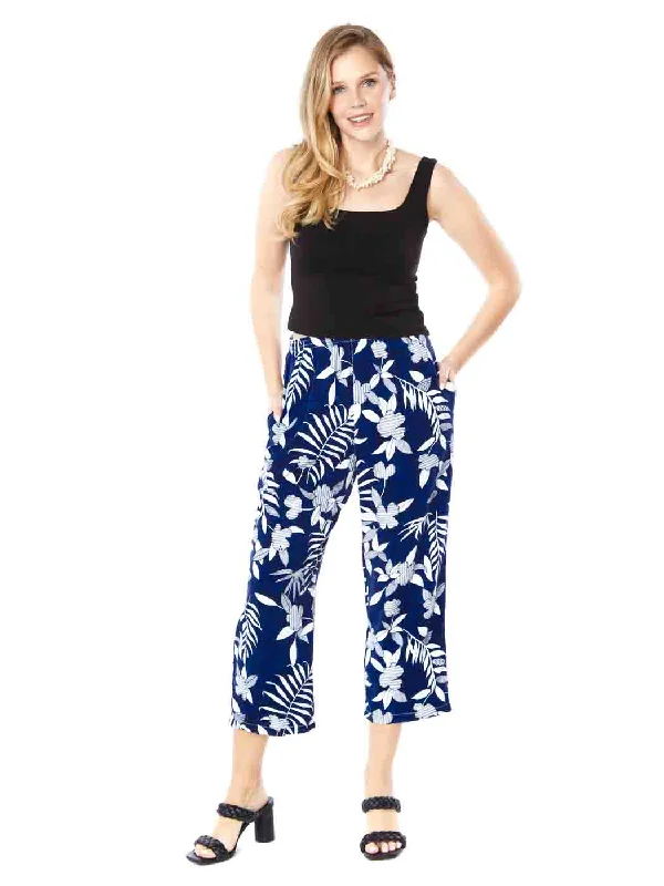 Tianello Print "Indigo Fern" TENCEL™ Flood Pant