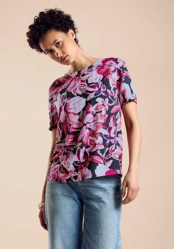 Street One Floral Printed T-Shirt, Magnolia Pink