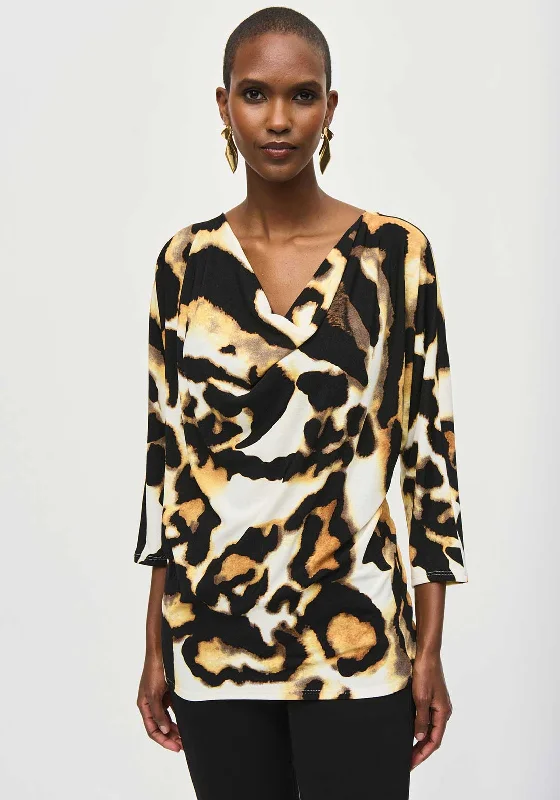 Joseph Ribkoff Animal Print Cowl Neck Top, Leo