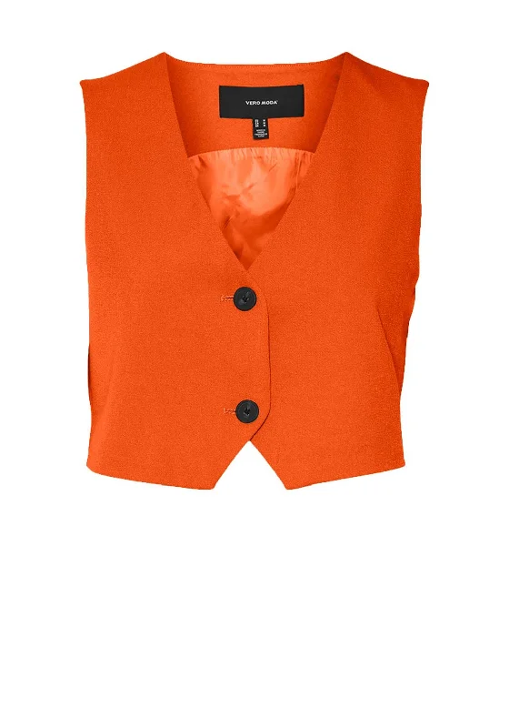 Vero Moda Lisria Cropped Waistcoat, Scarlet Ibis