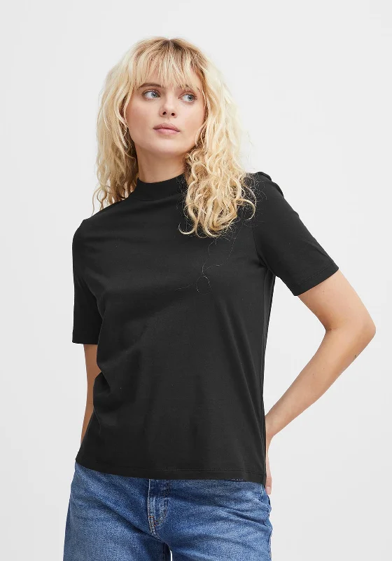 Ichi Rania Crew Neck Basic T-Shirt, Black