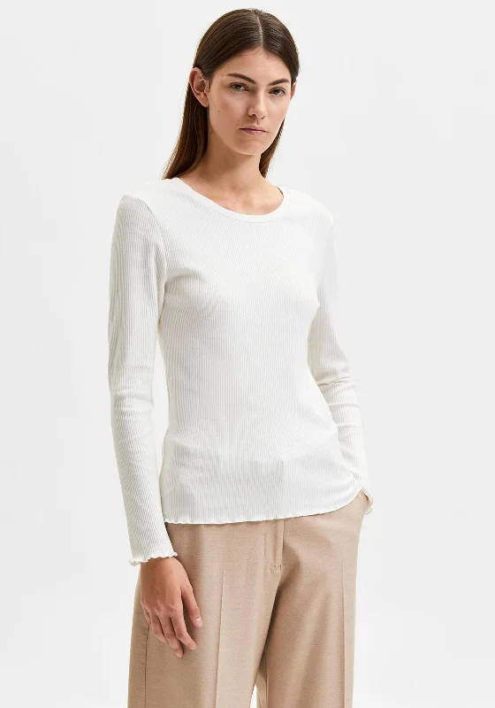 Selected Femme Anna Long Sleeve T-Shirt, Snow White