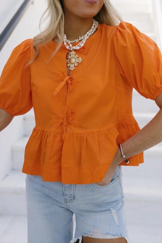 Minnie Bow Tie Top - Orange