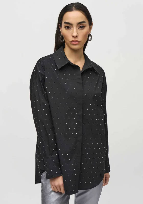 Joseph Ribkoff Rhinestone Embellished Shirt, Black