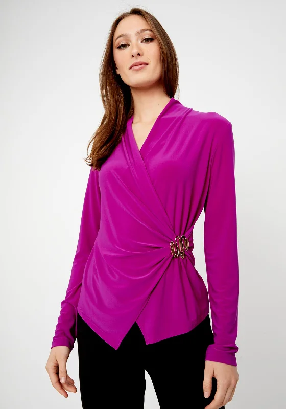 Joseph Ribkoff Brooch Waist Wrap Top, Fuchsia