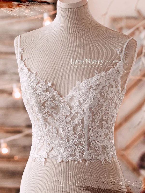 Sexy Lace Top with Floral Appliques