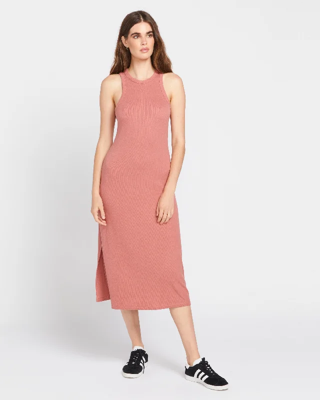 Stonelight Rib Dress - Mauve Rose