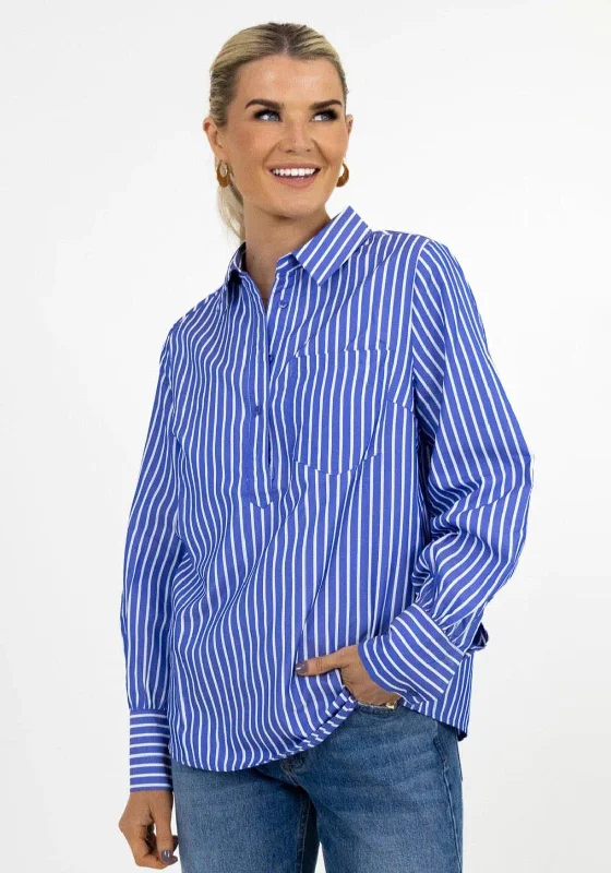 Kate & Pippa Cambridge Striped Shirt, Mid Blue & White