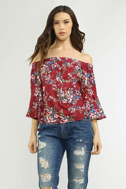 Off Shoulder Top W/ Belled Sleeve