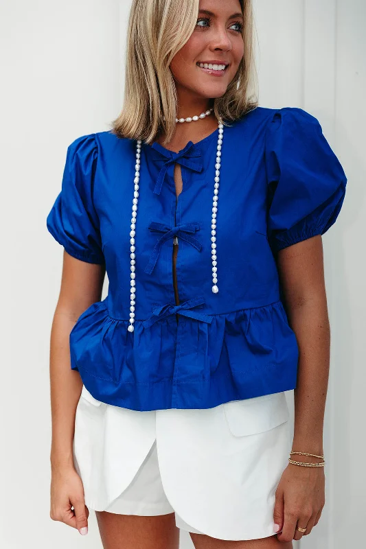 Minnie Bow Tie Top - Blue