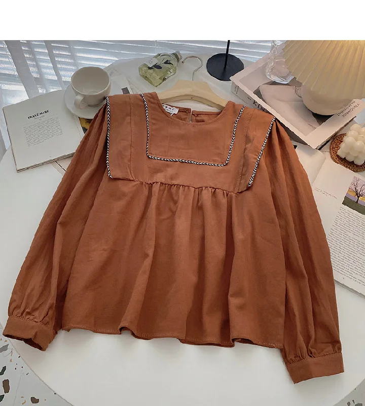 Korean style retro thin long sleeve shirt  6319