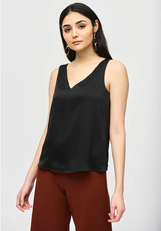 Joseph Ribkoff Satin V Neck Top, Black