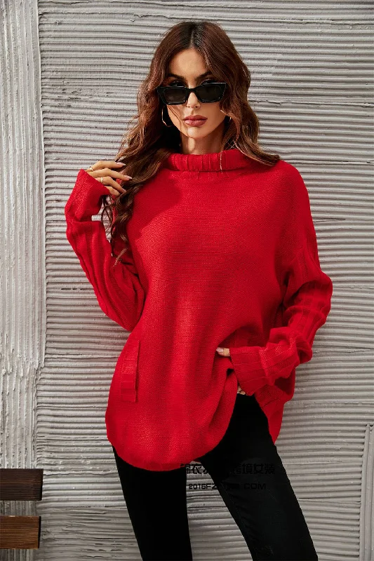 BerryBetty - Red Knitted Turtleneck Sweater