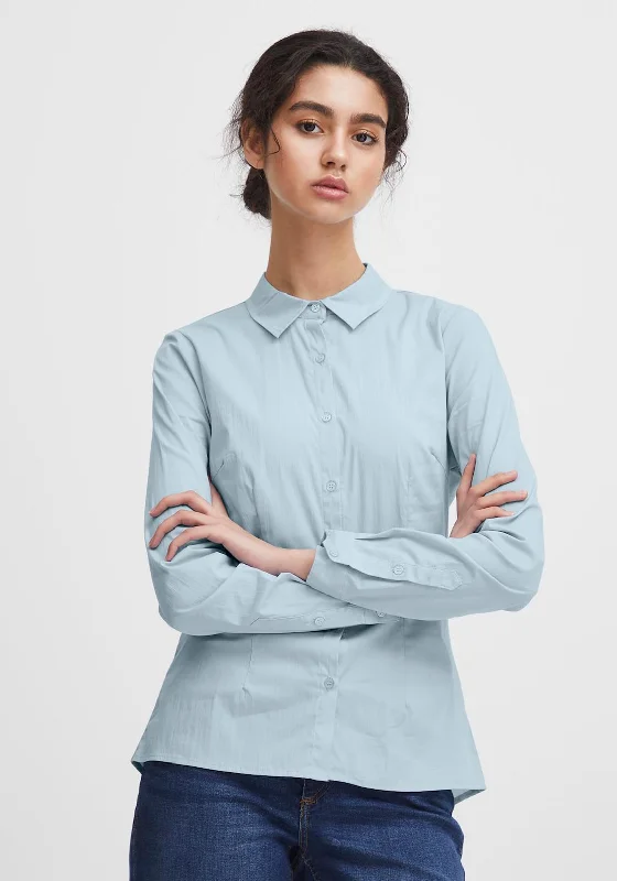 ICHI Long Sleeve Tailored Shirt, Cashmere Blue