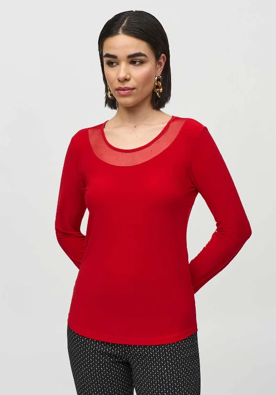 Joseph Ribkoff Mesh Neck Jersey Top, Red