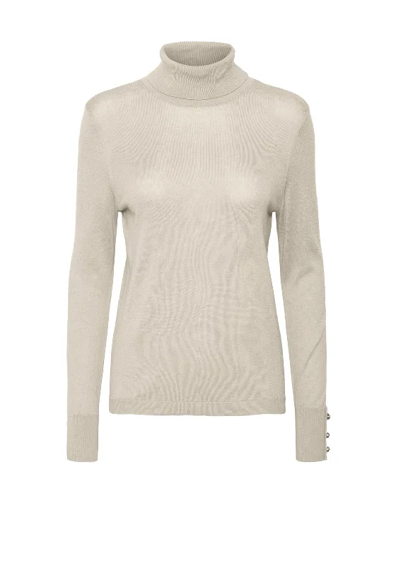 Vero Moda Milda Roll Neck Button Sleeve Sweater, Birch